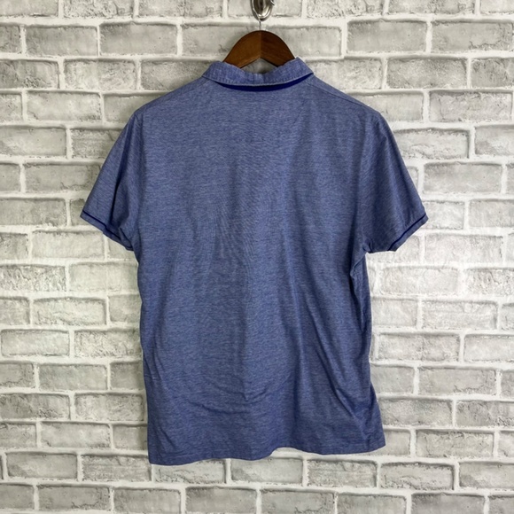 Ted Baker London Sky Blue Fine Stripped Collard Pocket Polo Shirt Mens Size 5 - Picture 5 of 7